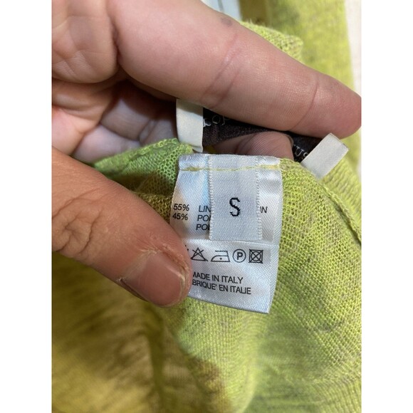 Roberto Collina Italian Luxury Fine Knit Linen Blend Sweater Bright Green Small - Picture 8 of 11